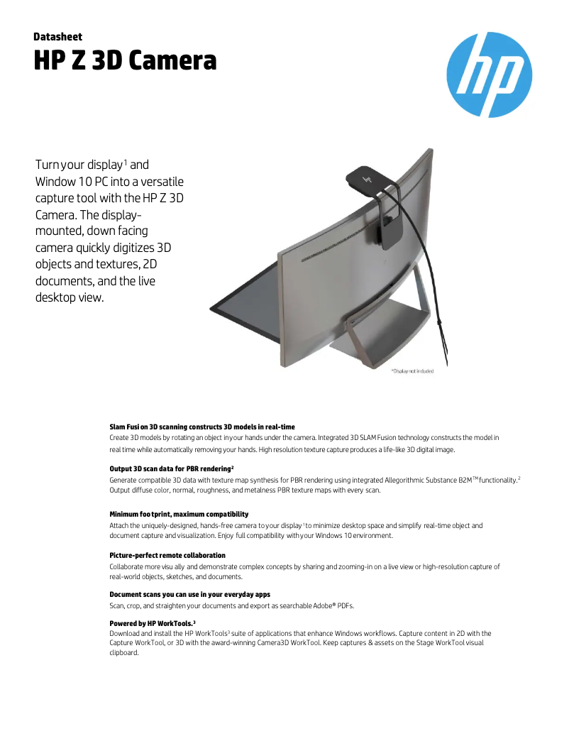 Page 1 de la notice Fiche technique HP Z 3D