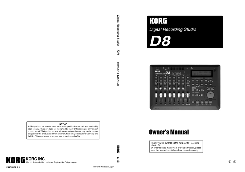 Page 1 de la notice Manuel utilisateur Korg D8