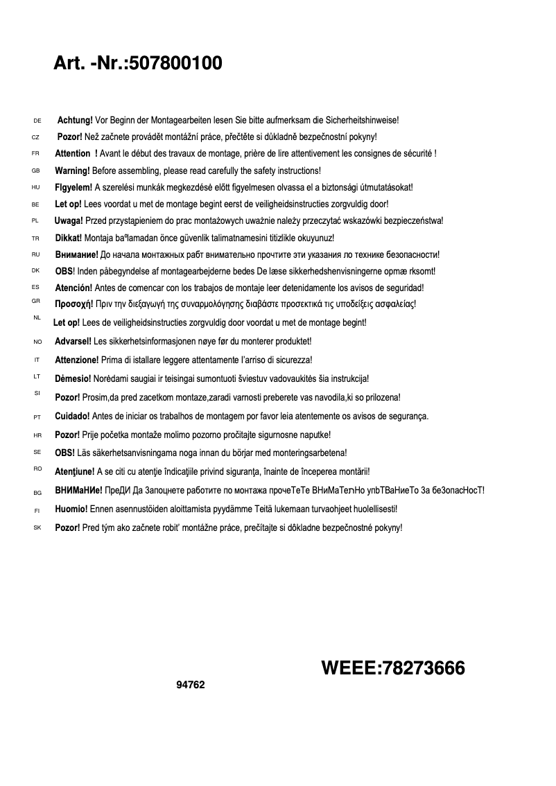 Page 1 de la notice Manuel utilisateur Trio Lighting Sweety 507800100