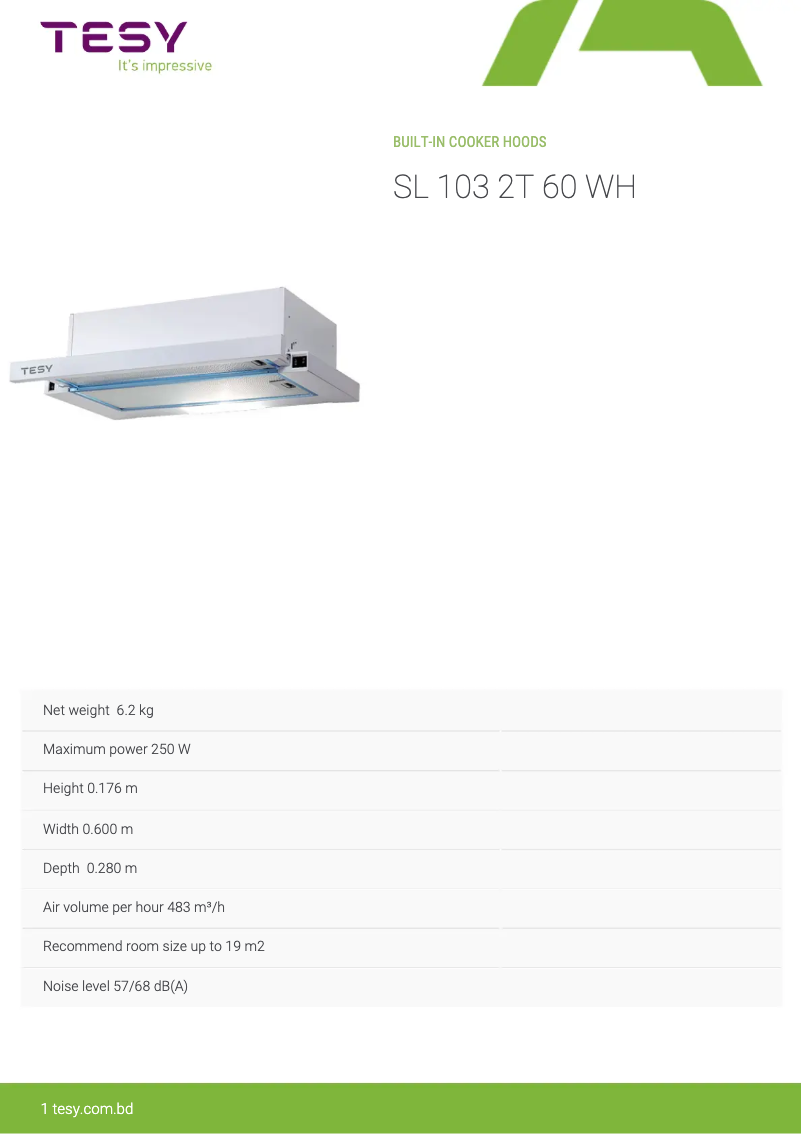 Image de la première page du manuel de l'appareil SL 103 2T 60 WH