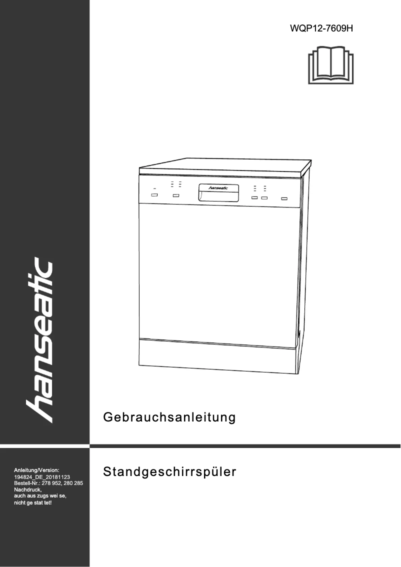 Página 1 del manual Manual de usuario Hanseatic WQP12-7609H