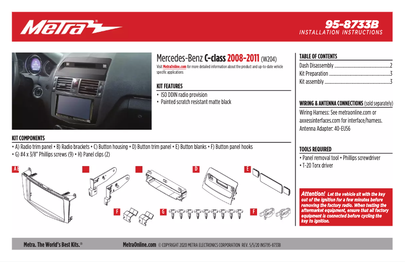 Page n°1 - Guide d'installation Metra 95-8733B