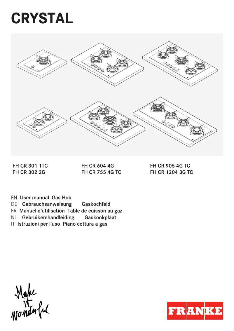 Page n°1 - Manuel utilisateur Franke Crystal FHCR 755 4G TC