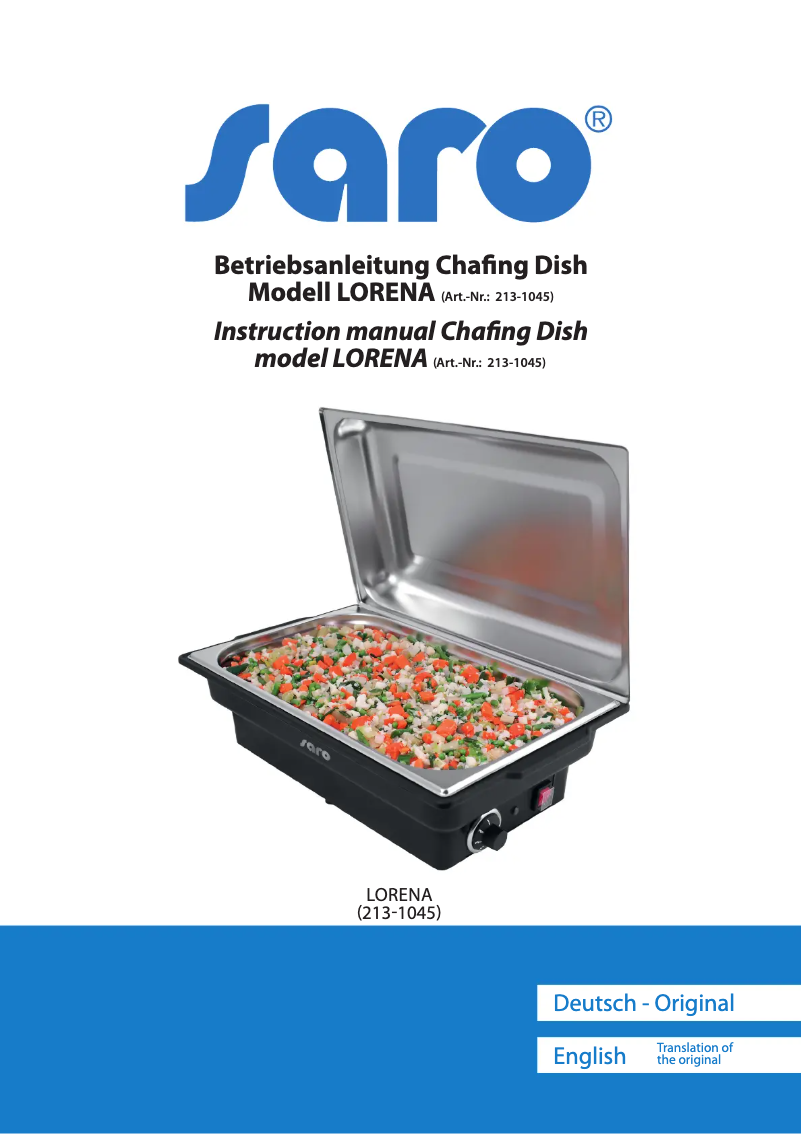 Page n°1 - Manuel utilisateur Saro LORENA 213-1045