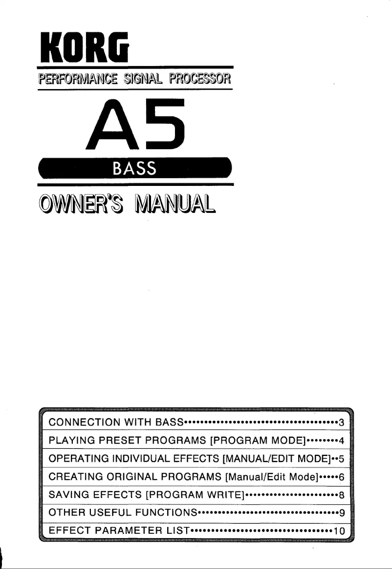 Page n°1 - Manuel utilisateur Korg a5 Bass