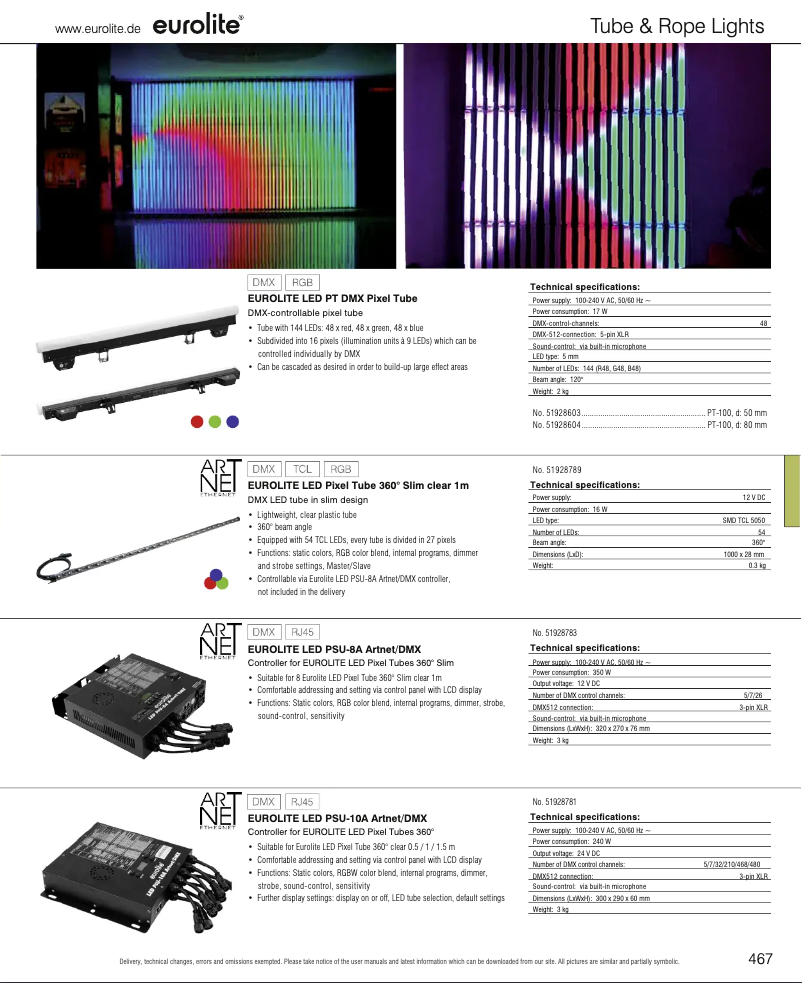 Page 1 de la notice Catalogue Eurolite LED PSU-10A Artnet/DMX