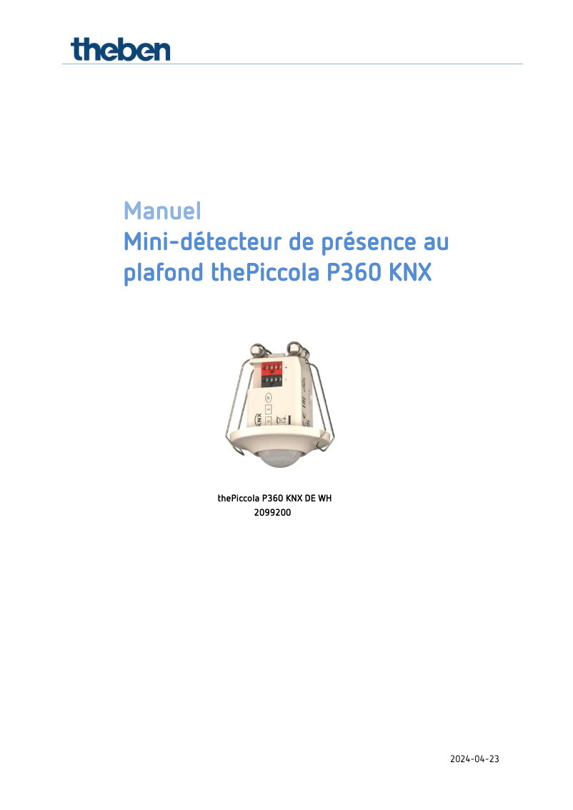 Page n°1 - Manuel utilisateur Theben thePiccola P360 KNX DE