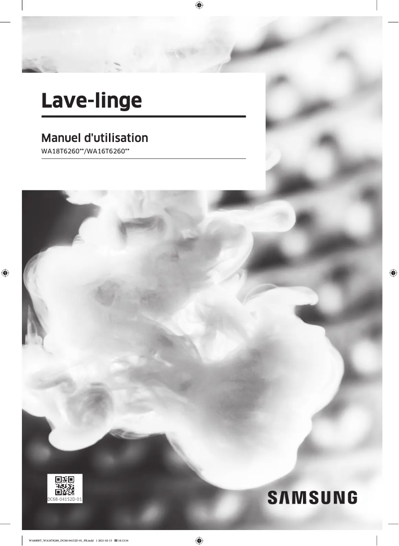 Page 1 de la notice Manuel utilisateur Samsung WA18T6260BV