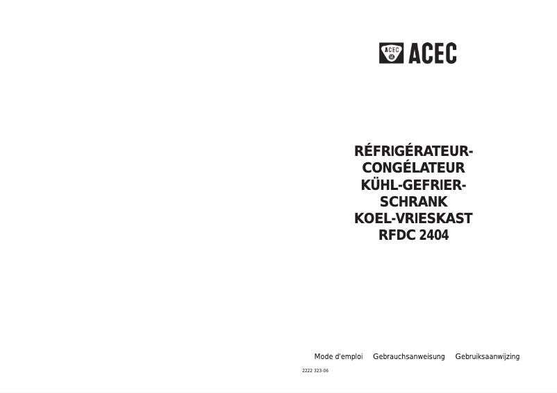 Image de la première page du manuel de l'appareil RFDC 2404