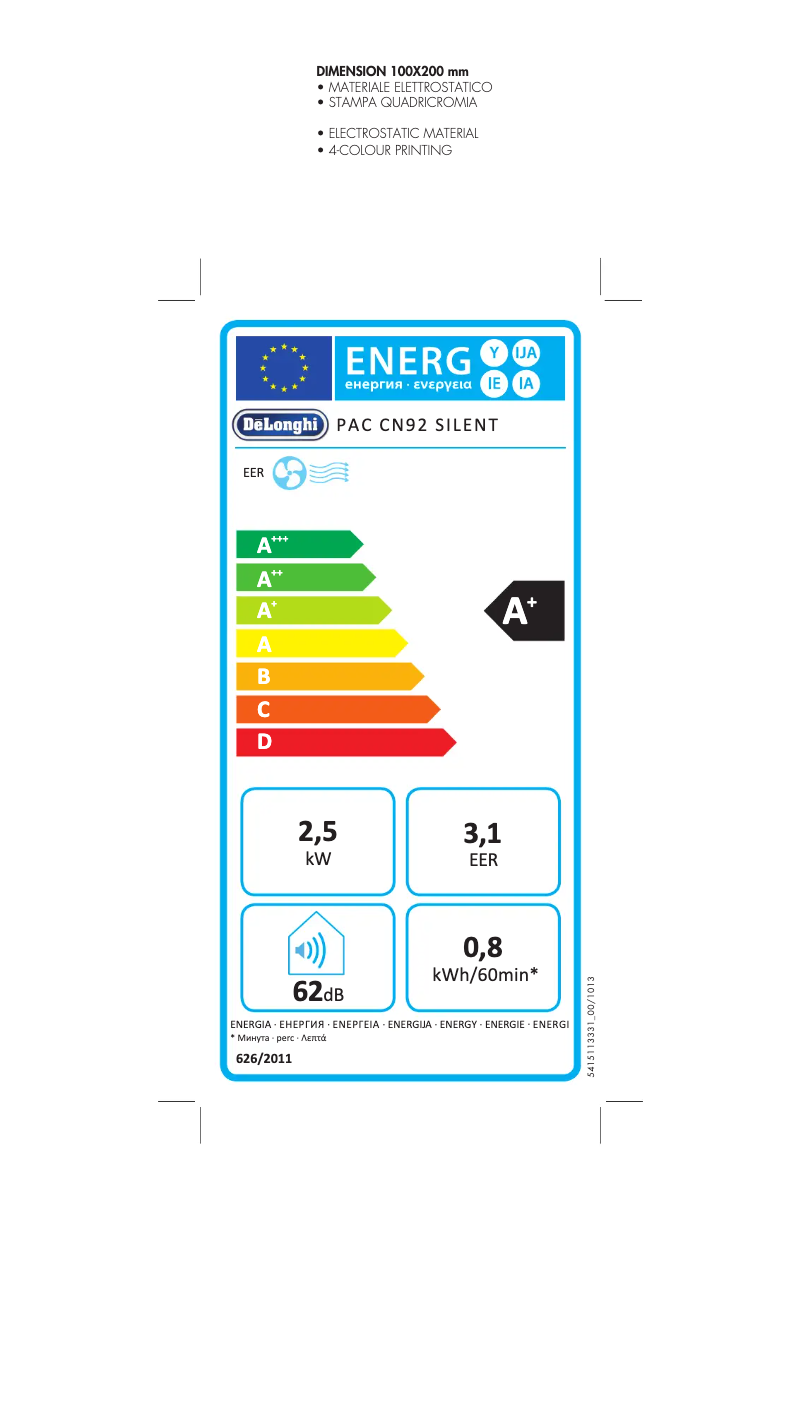 Page n°1 - Manuel utilisateur DeLonghi PAC CN92 Silent