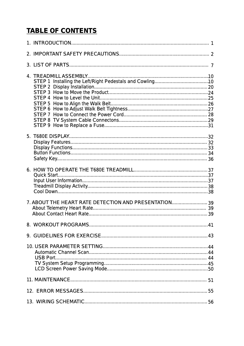 Page n°1 - Manuel utilisateur SportsArt T680E