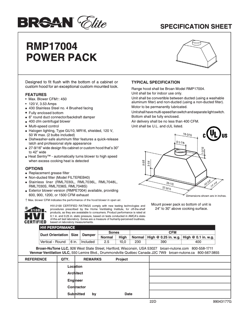 Image de la première page du manuel de l'appareil Elite RMP17004