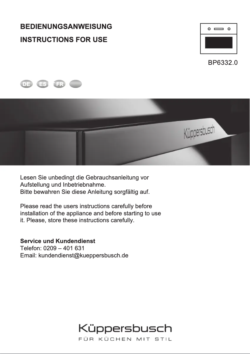 Page 1 de la notice Manuel utilisateur Küppersbusch BP6332.0KSM6