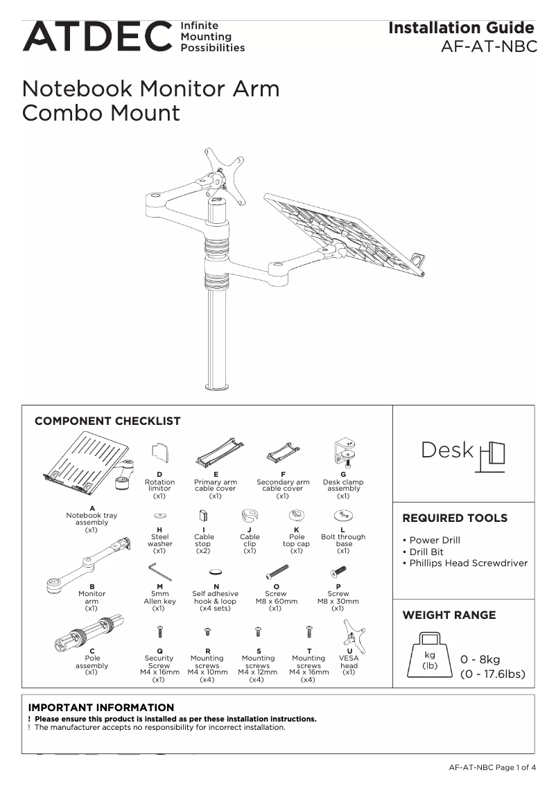 Imagen de la primera página del manual del dispositivo AF-AT-NBC