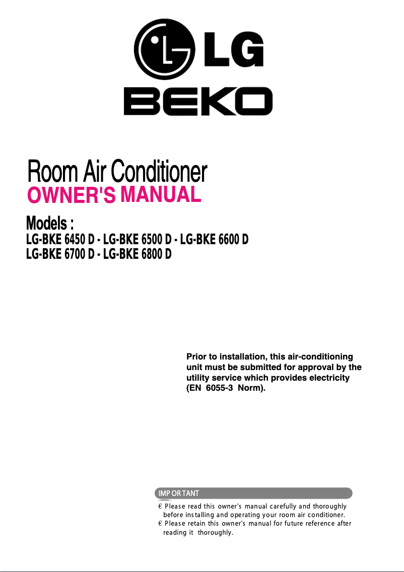Page n°1 - Manuel utilisateur LG-Beko LG-BKE 6500 D