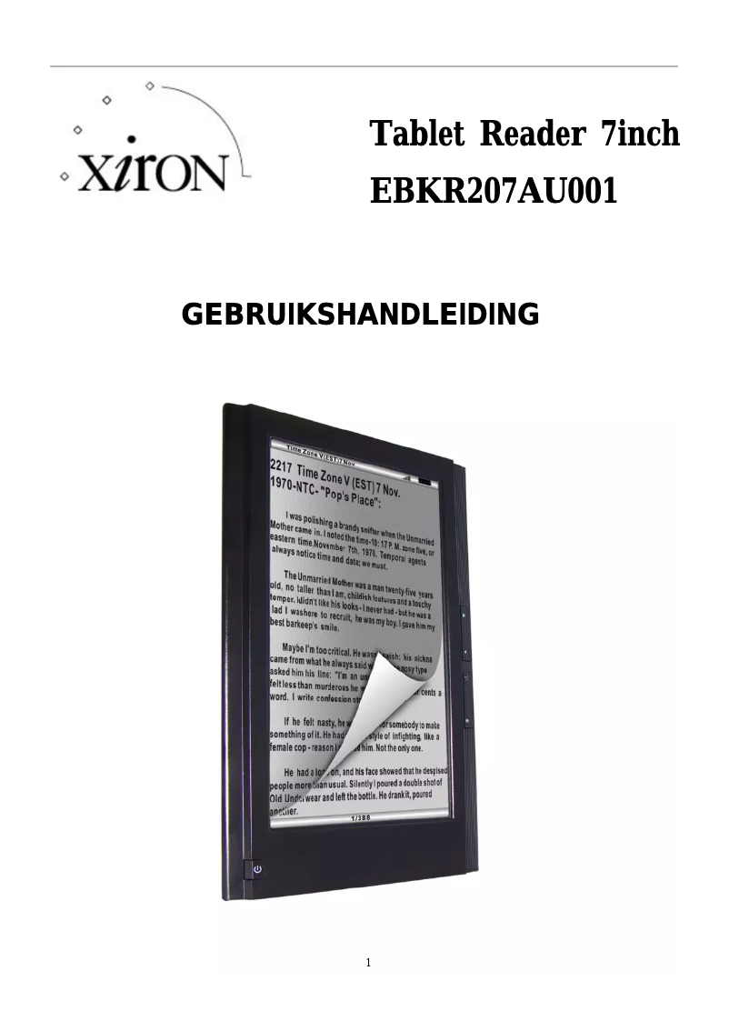 Page n°1 - Manuel utilisateur Xiron EBKR207AU001