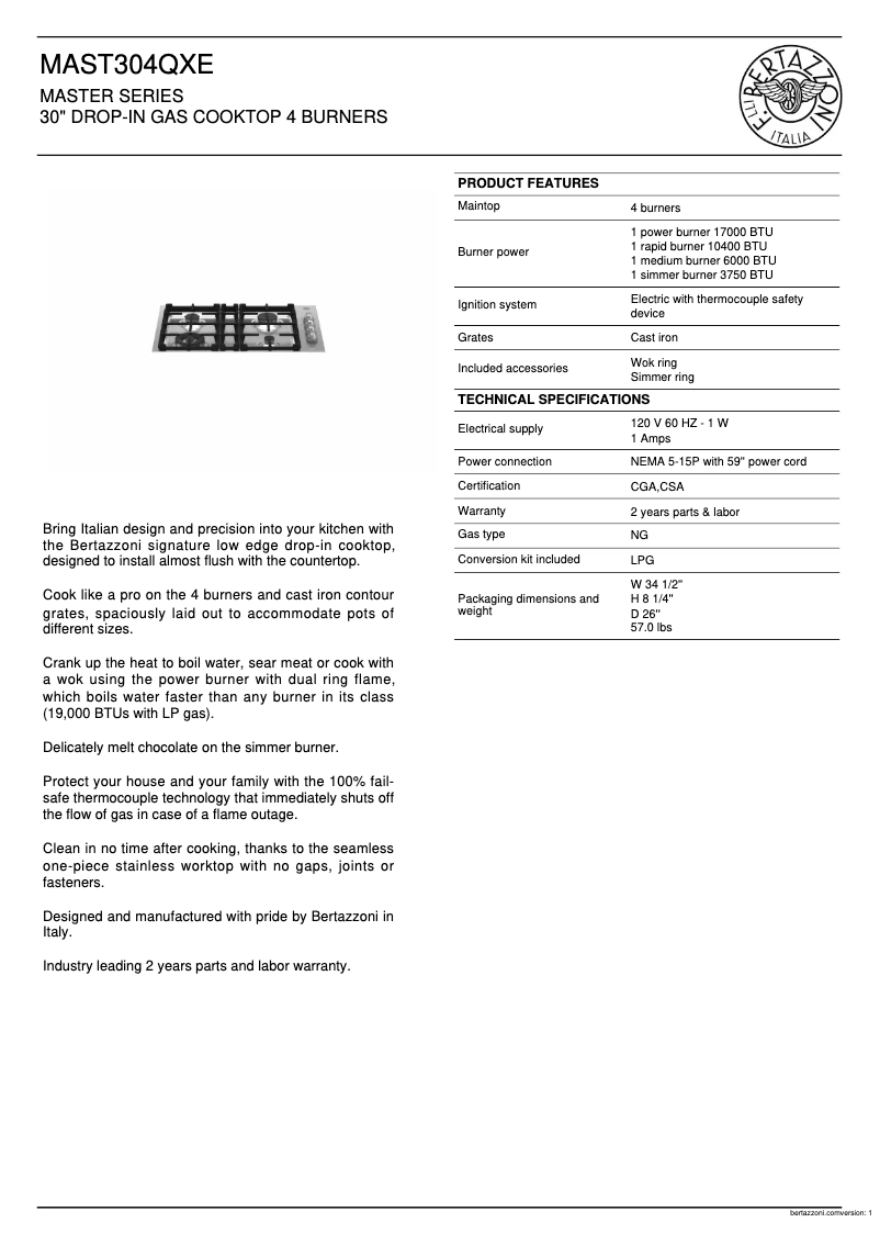 Image de la première page du manuel de l'appareil MAST304QXE