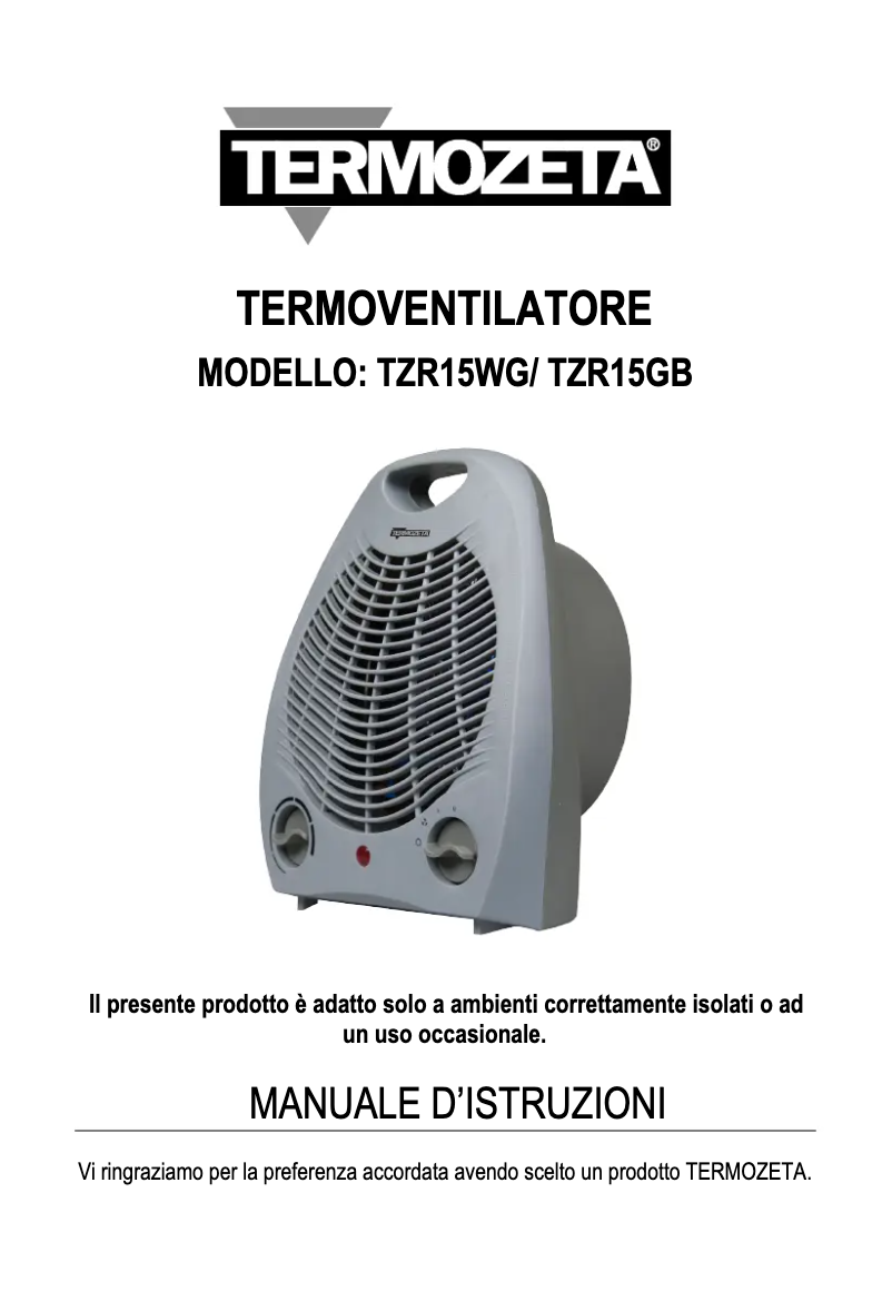 Page 1 de la notice Manuel utilisateur Termozeta TZR15GB