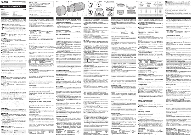 Page 1 de la notice Manuel utilisateur Sigma Art 70mm F2.8 DG Macro