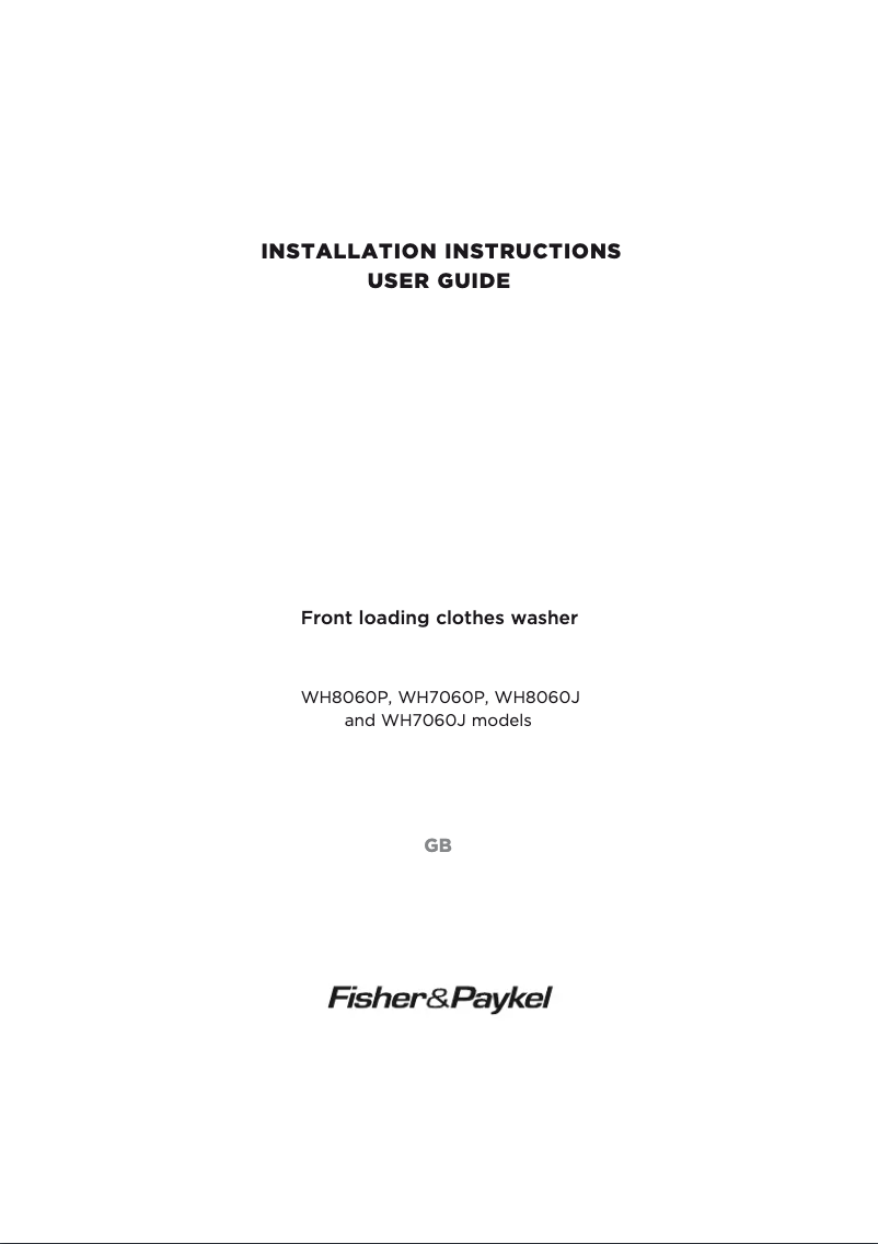 Page n°1 - Manuel utilisateur Fisher & Paykel WH7060P1