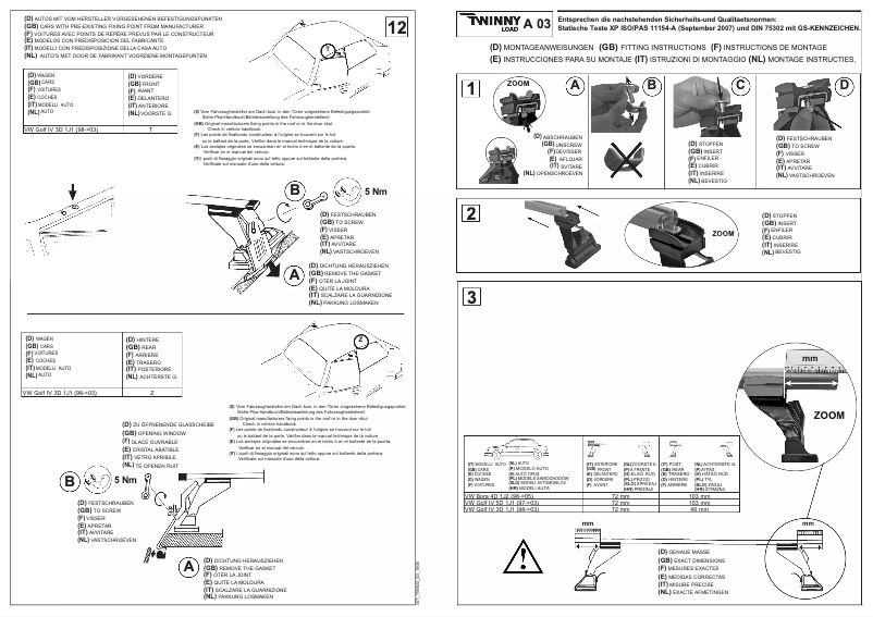 Page 1 de la notice Manuel utilisateur Twinny Load A 03