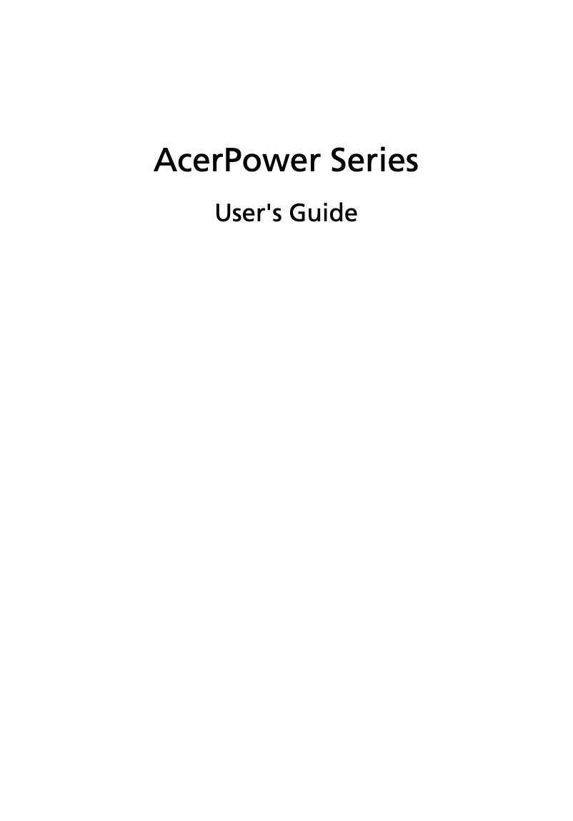 Page n°1 - Manuel utilisateur Acer Power 1000