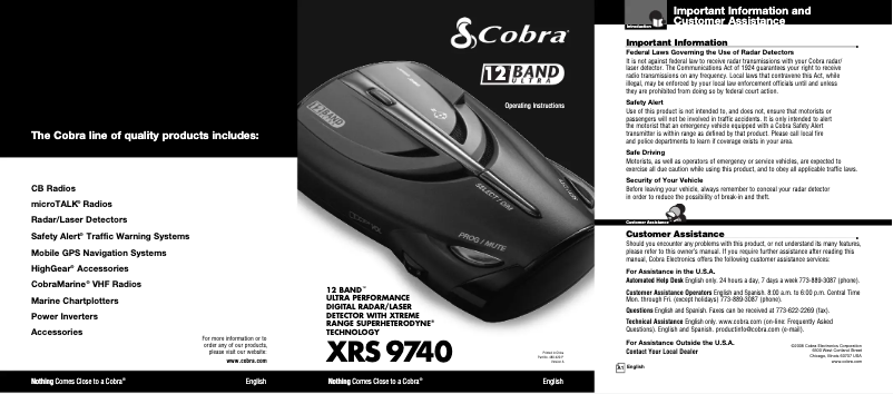 Página 1 del manual Manual de usuario Cobra XRS 9740