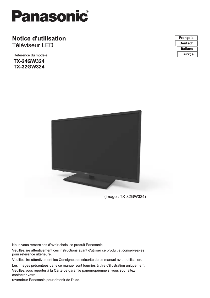 Page 1 de la notice Manuel utilisateur Panasonic TX-24GW324