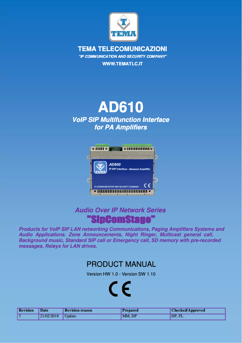 Image de la première page du manuel de l'appareil AD610