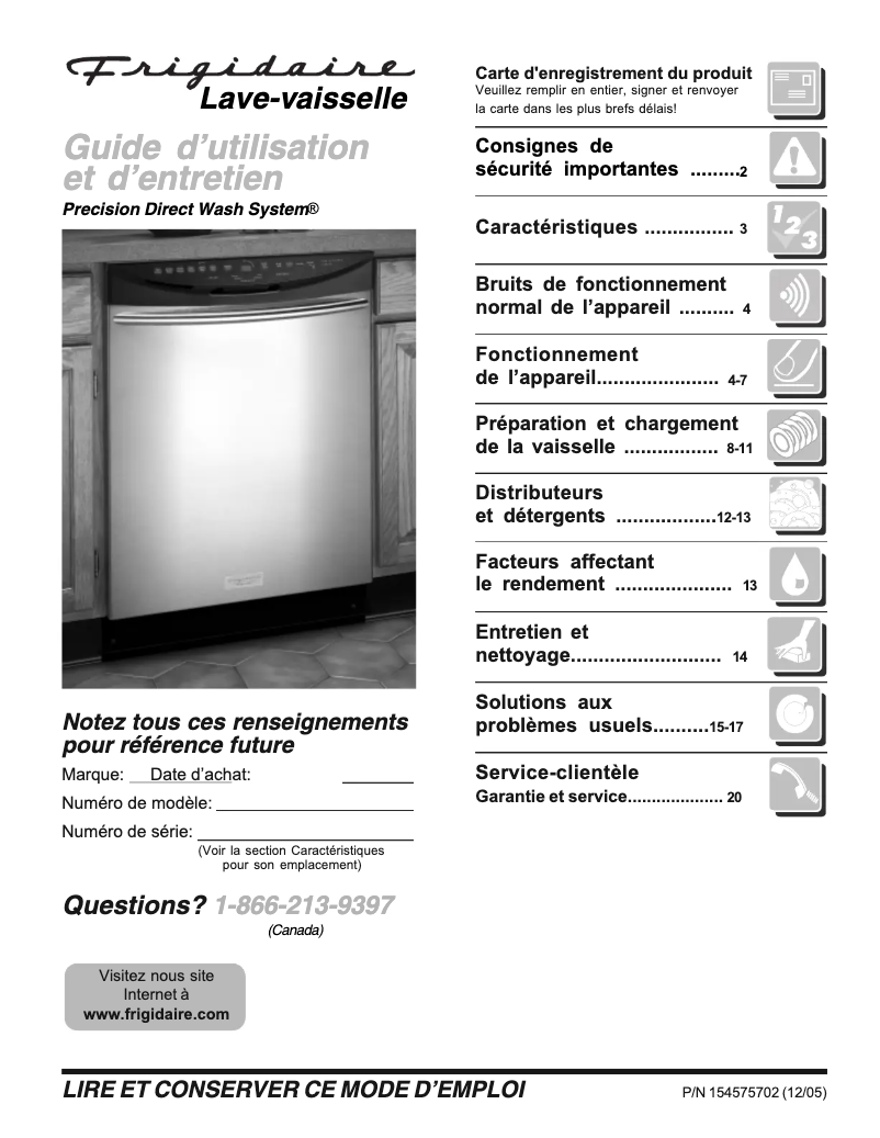 Page n°1 - Manuel utilisateur Frigidaire GLD2450RDB
