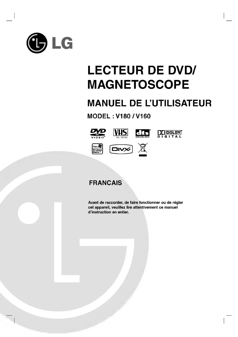 Page 1 de la notice Manuel utilisateur LG V1802SZ