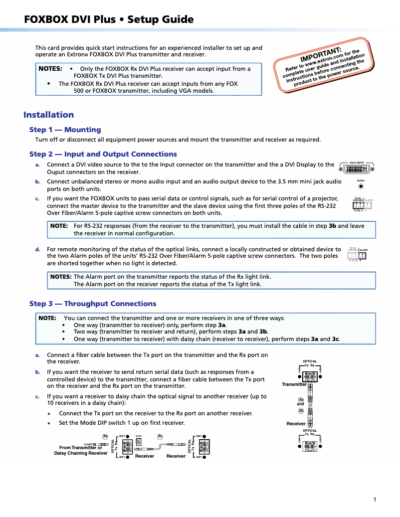 Imagen de la primera página del manual del dispositivo FOXBOX Tx DVI Plus MM