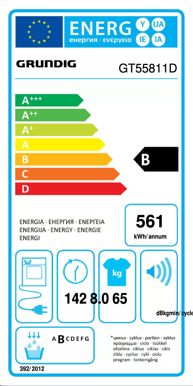 Page n°1 - Label énergétique Grundig GT 55811 D