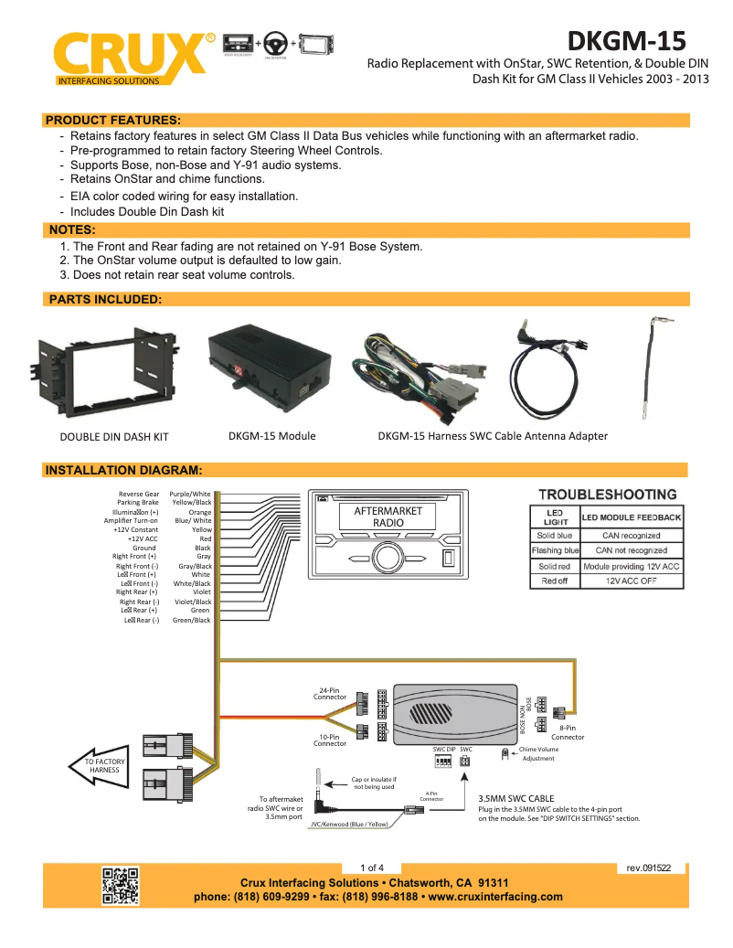Page 1 de la notice Manuel utilisateur CRUX DKGM-15