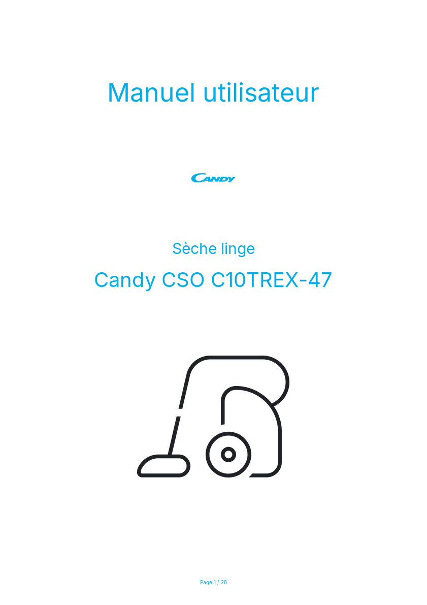 Page n°1 - Manuel utilisateur Candy CSO C10TREX-47