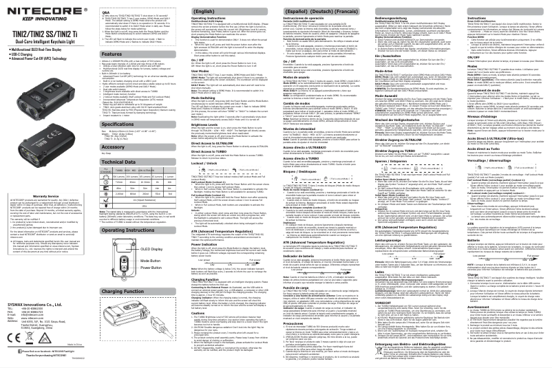 Image de la première page du manuel de l'appareil TINI2 Ti