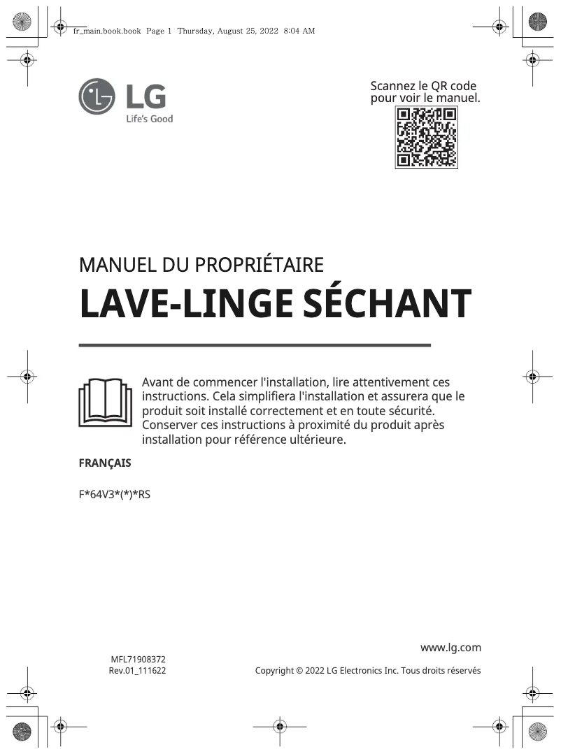 Page n°1 - Manuel utilisateur LG F964R33WRS