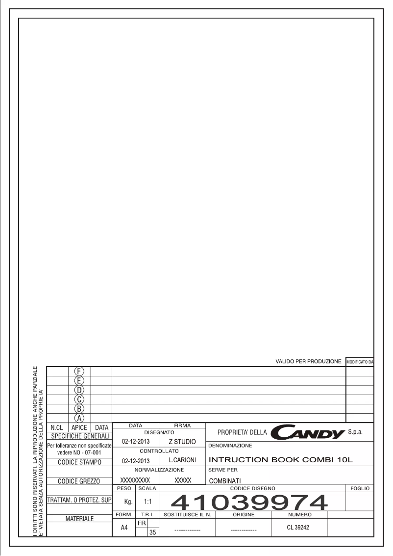 Page 1 de la notice Manuel utilisateur Candy CKCN 6232 IW