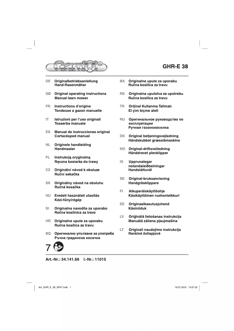 Page n°1 - Manuel utilisateur Gardol GHR-E 38
