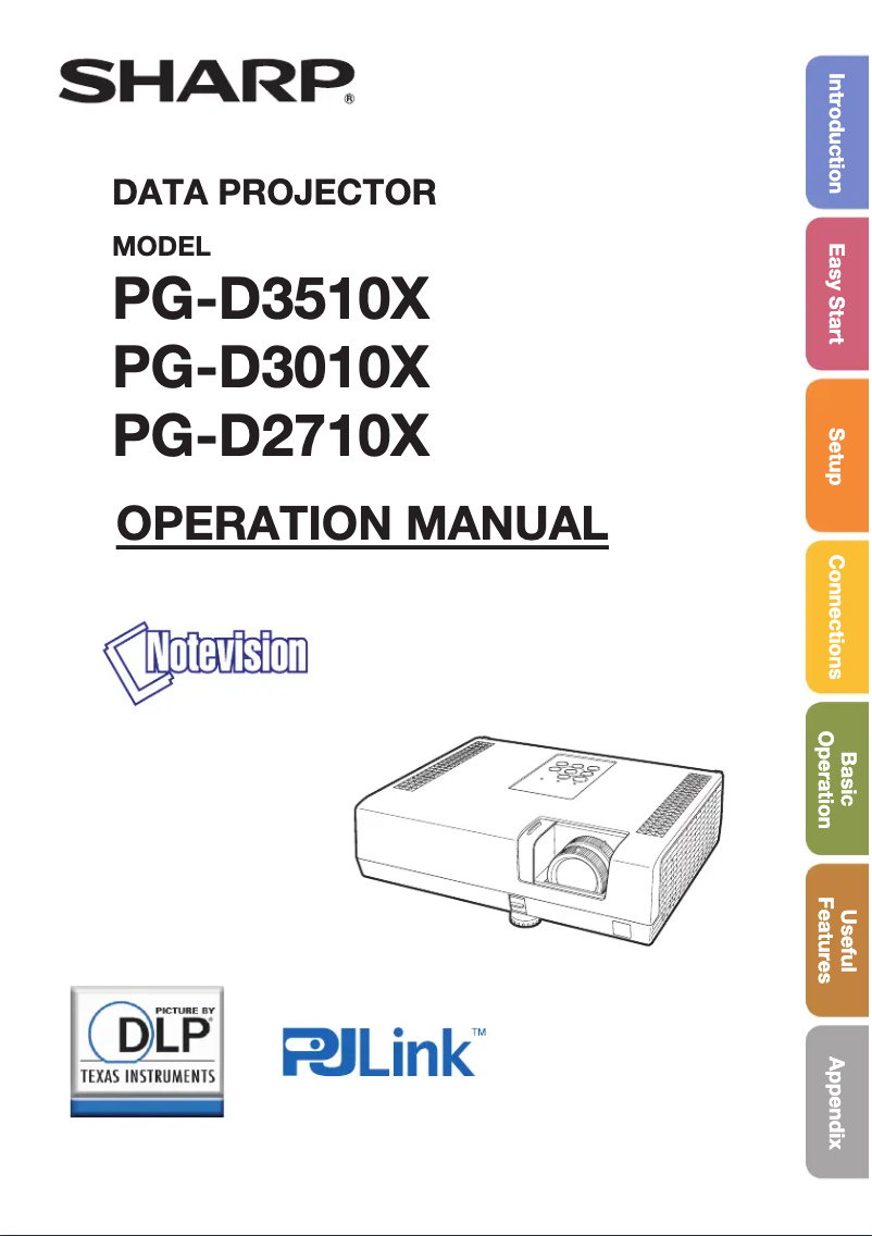 Image de la première page du manuel de l'appareil PG-D3010X