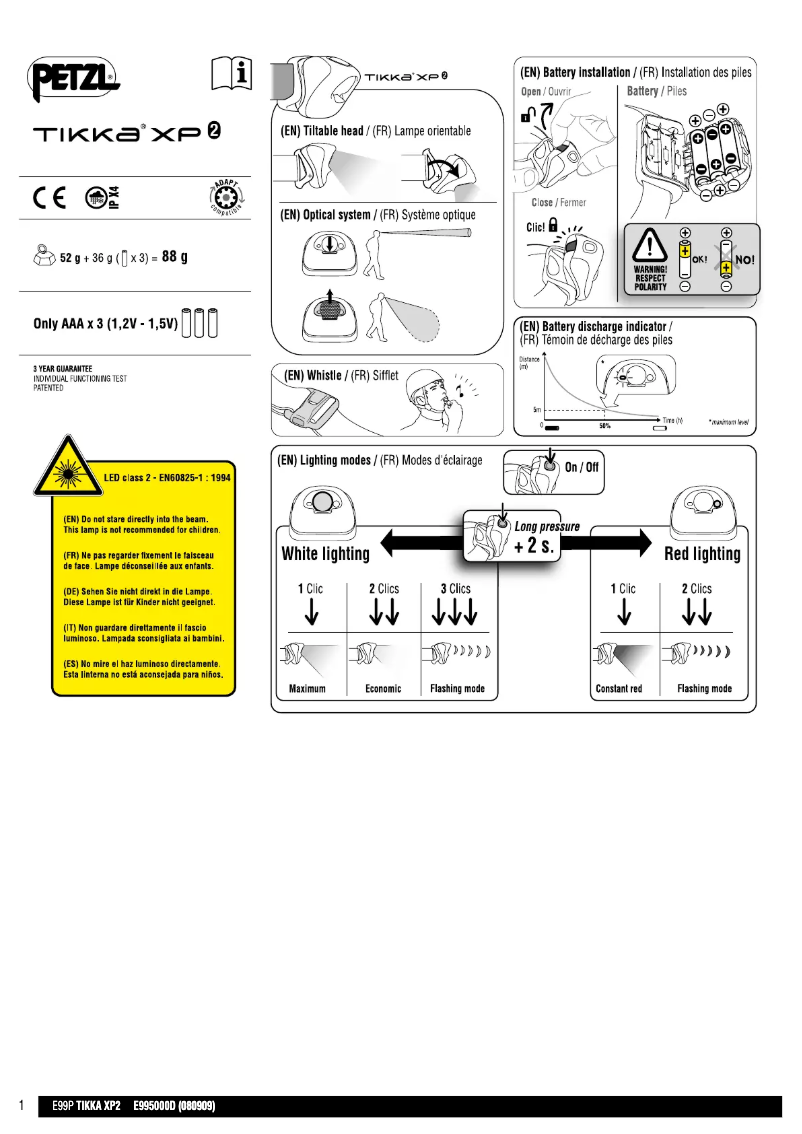 Image de la première page du manuel de l'appareil Tikka XP