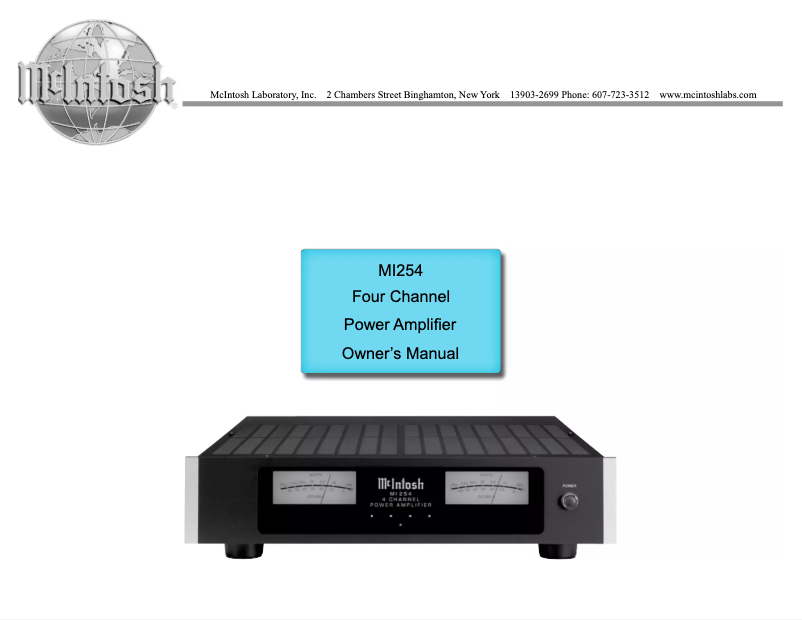 Page n°1 - Manuel utilisateur McIntosh MI254
