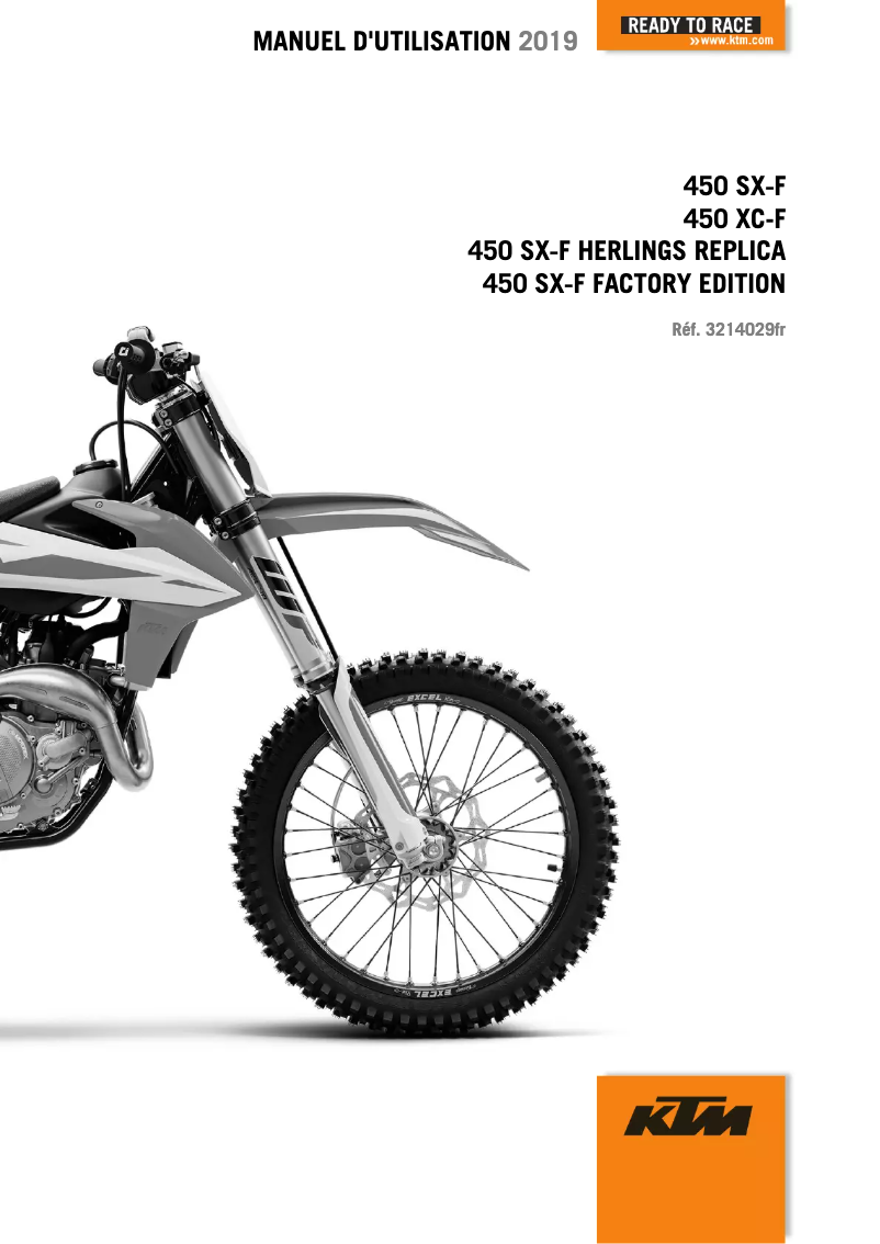 Page 1 de la notice Manuel utilisateur KTM 450 XC-F (2019)