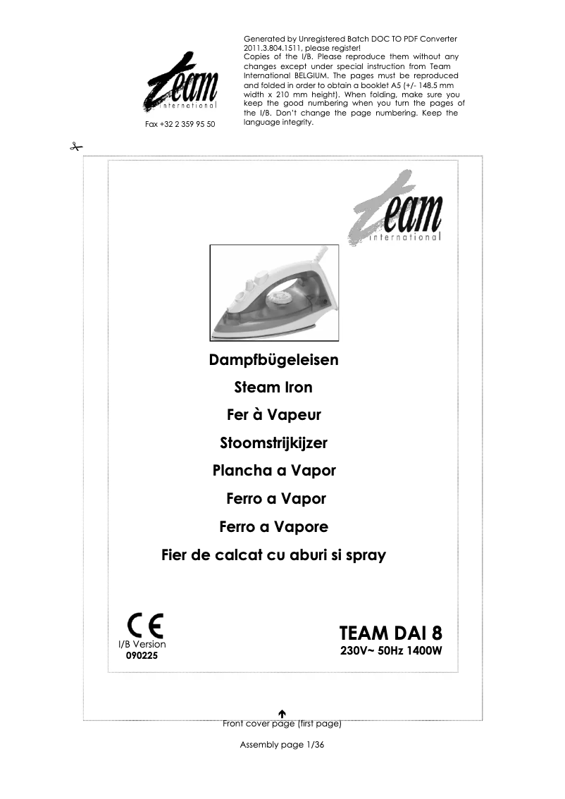 Página 1 del manual Manual de usuario Team DAI 8