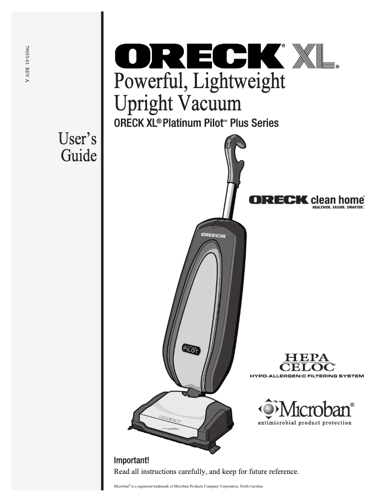 Página 1 del manual Manual de usuario Oreck Platinum Pilot Plus