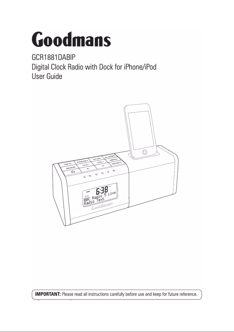 Image de la première page du manuel de l'appareil GCR1181DABIP