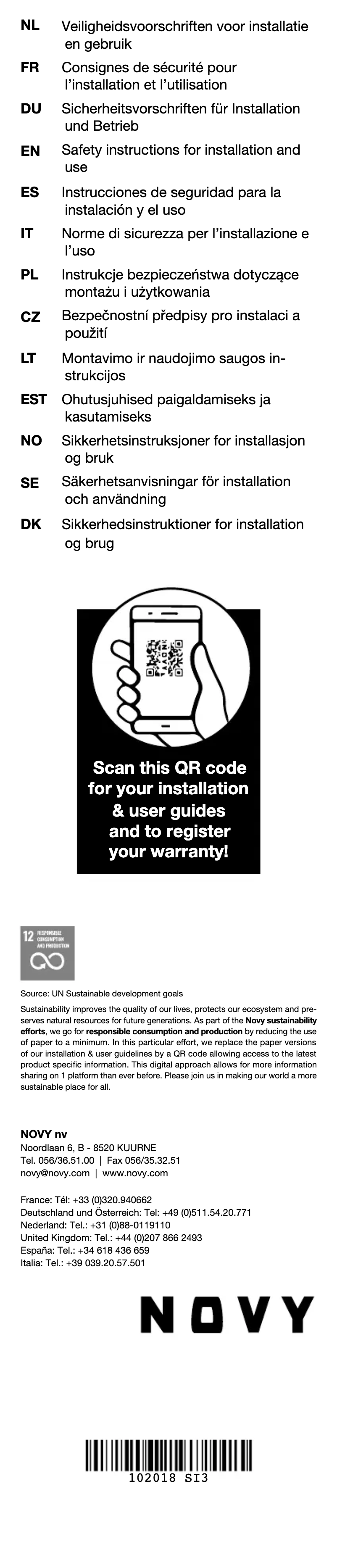 Page 1 de la notice Instructions de sécurité Novy Mood 7550