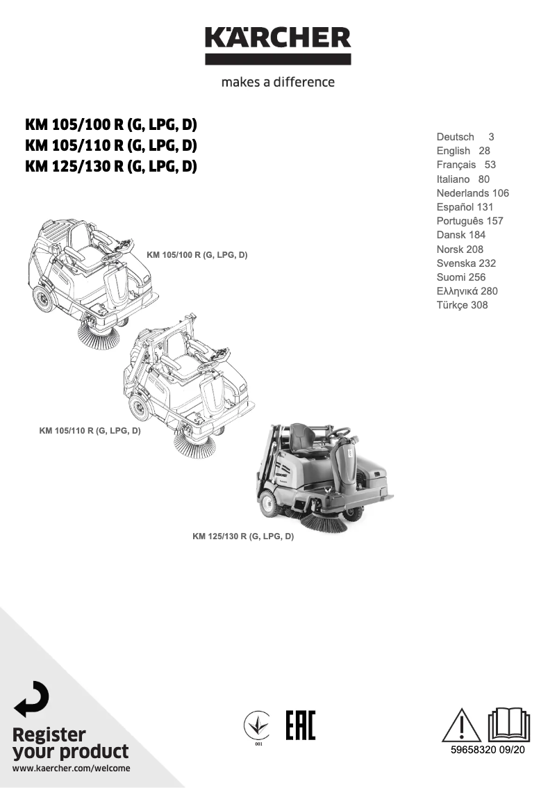 Page n°1 - Manuel utilisateur Kärcher KM 125/130 R Bp