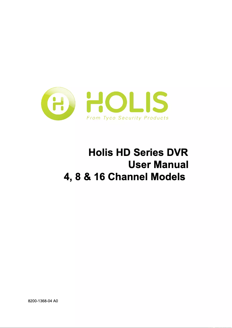 Page n°1 - Manuel utilisateur Holis HOLHD16001