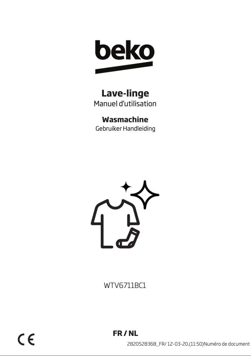 Page 1 de la notice Fiche technique Beko WTV6711BC1